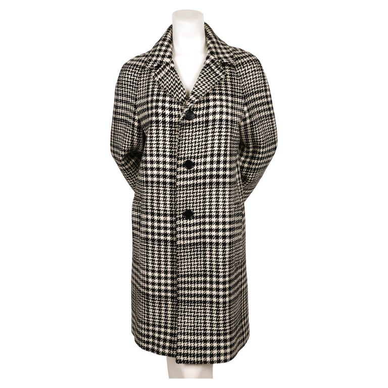 2014 SAINT LAURENT single breasted houndstooth wool runway coat For Sale at  1stDibs
