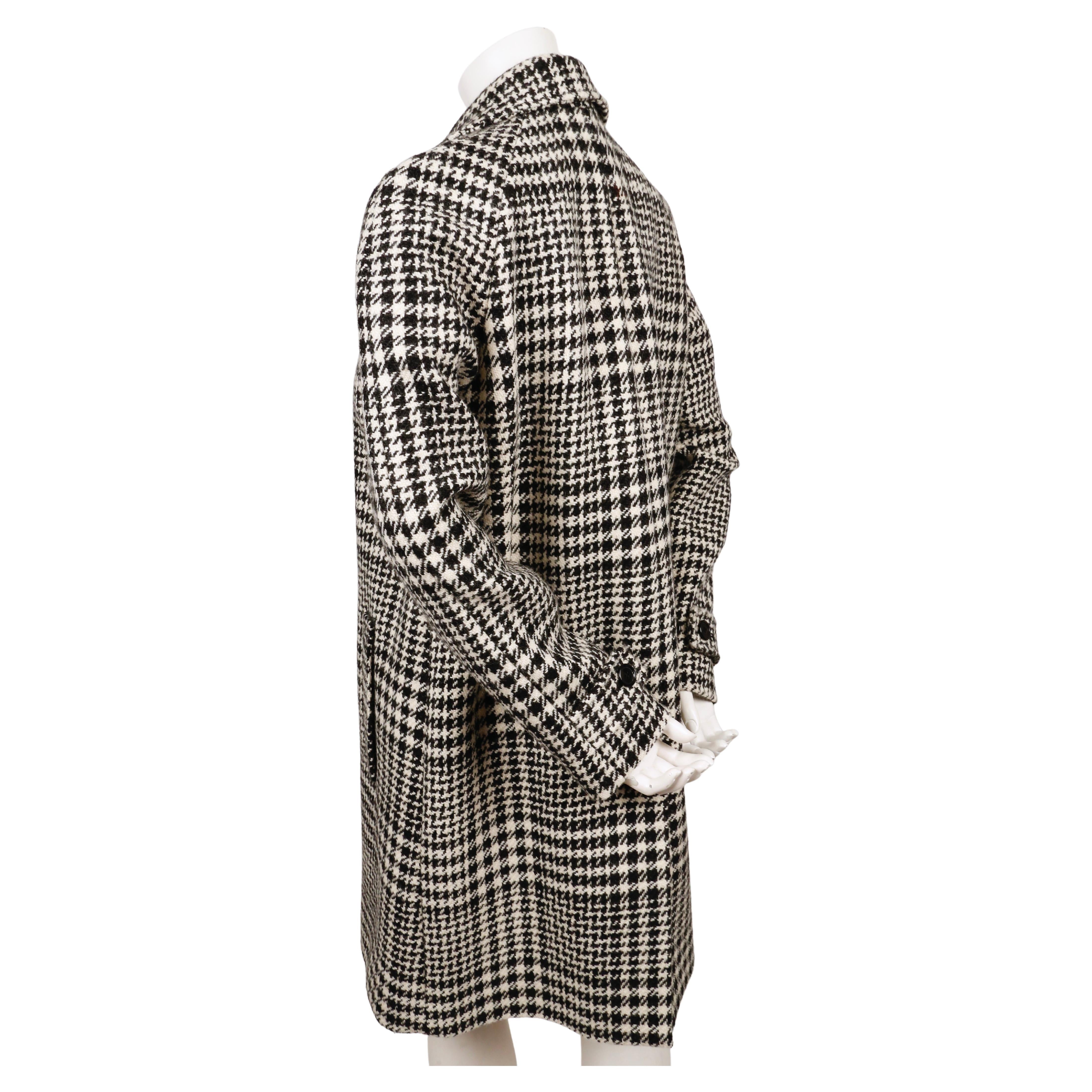 2014 SAINT LAURENT single breasted houndstooth wool runway coat For Sale 1