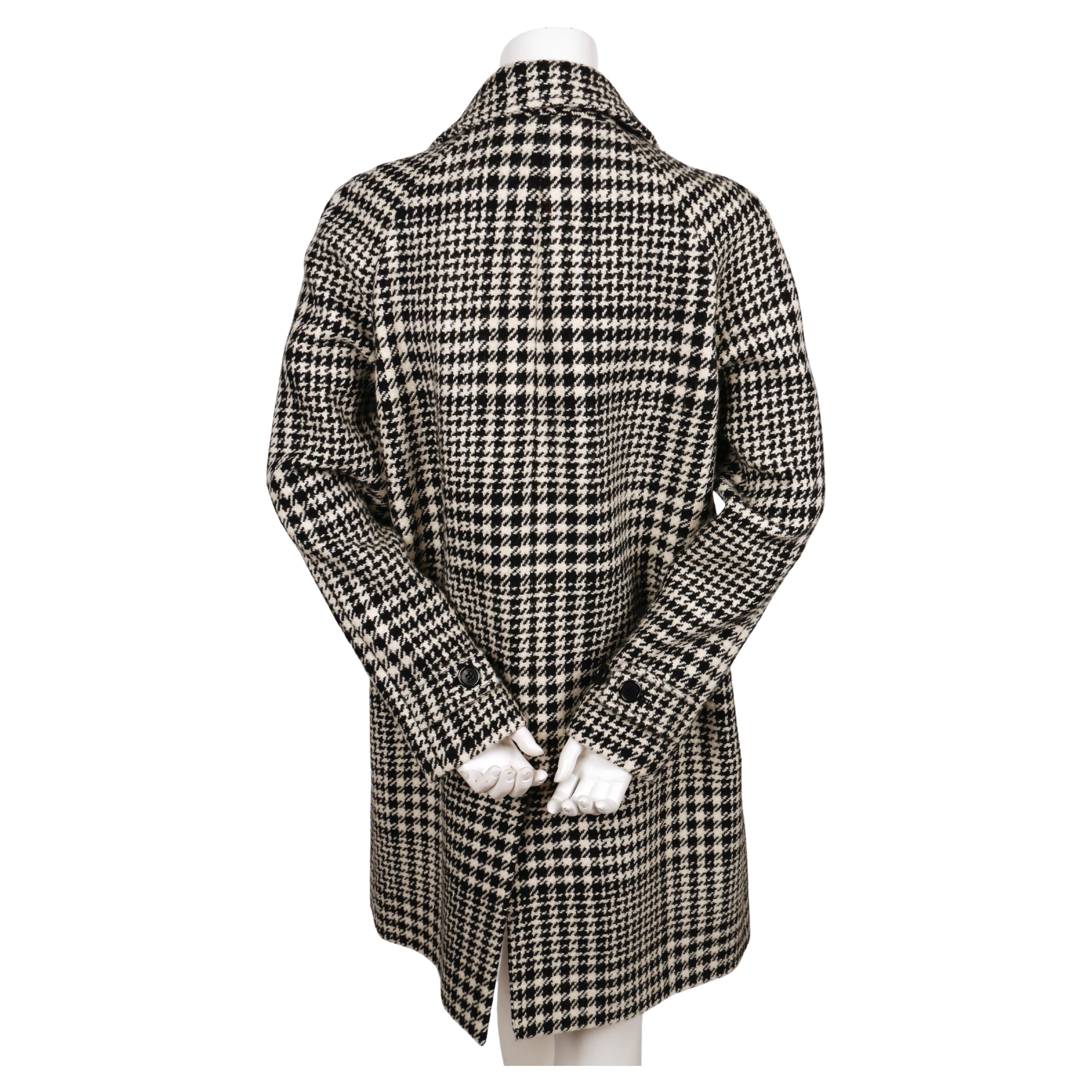 2014 SAINT LAURENT single breasted houndstooth wool runway coat For Sale 2