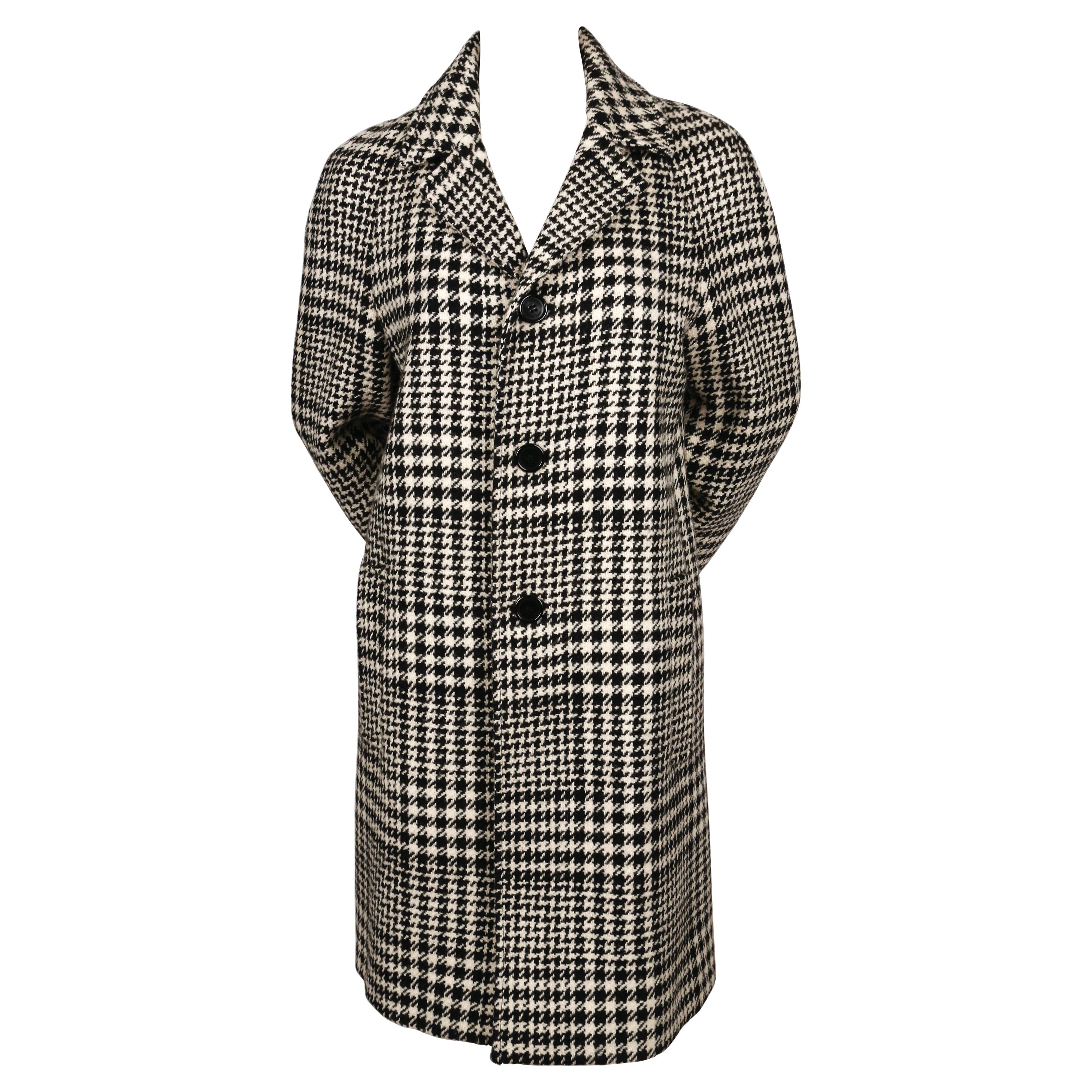2014 SAINT LAURENT single breasted houndstooth wool runway coat For Sale