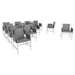 2014 Set di 12 sedie da pranzo a busta Ward Bennett for Geiger in pelle grigia