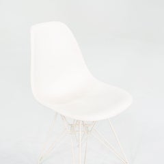 2014 Set of Four Herman Miller Eames Plastic Shell Chairs White w/ Eiffel Base