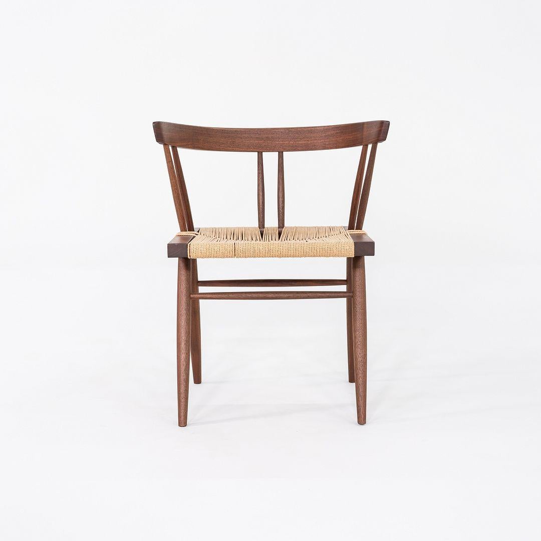 2014 Set of Six Mira Nakashima Grass Seated Dining Chairs in Black Walnut In Excellent Condition In Philadelphia, PA