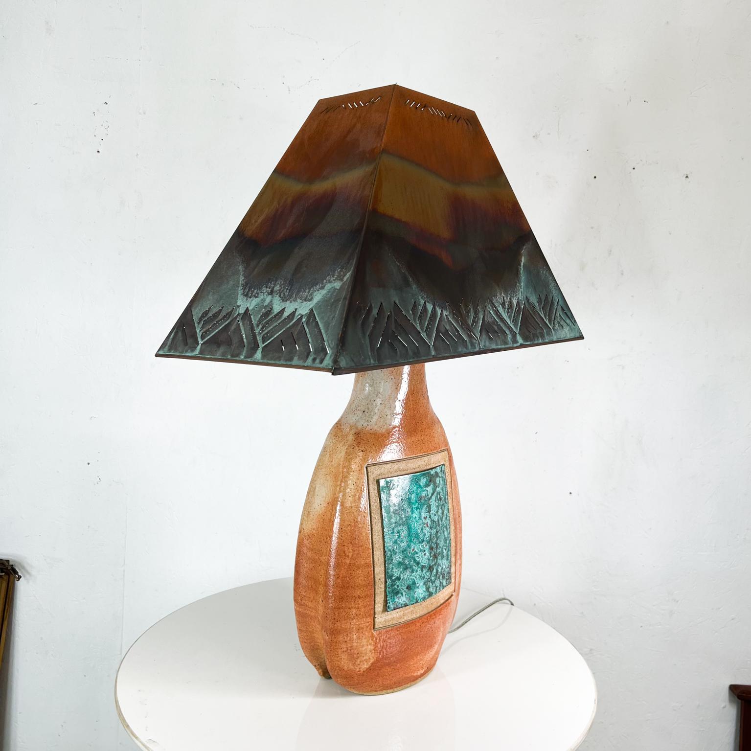 2014 New Mexico Art Pottery W. Kohler Co Table Lamp & Shade Patinated Copper 9