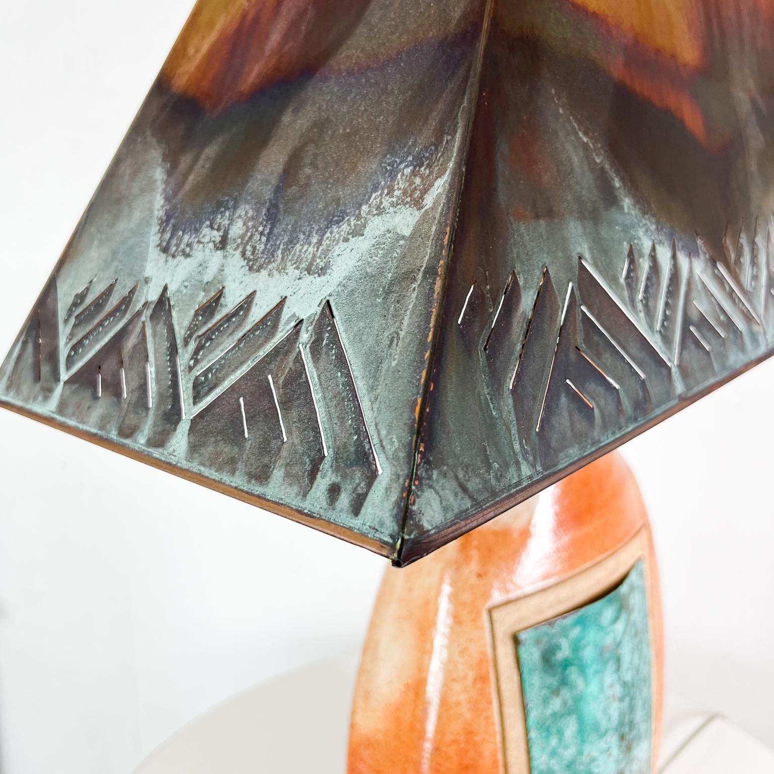 2014 New Mexico Art Pottery W. Kohler Co Table Lamp & Shade Patinated Copper 10