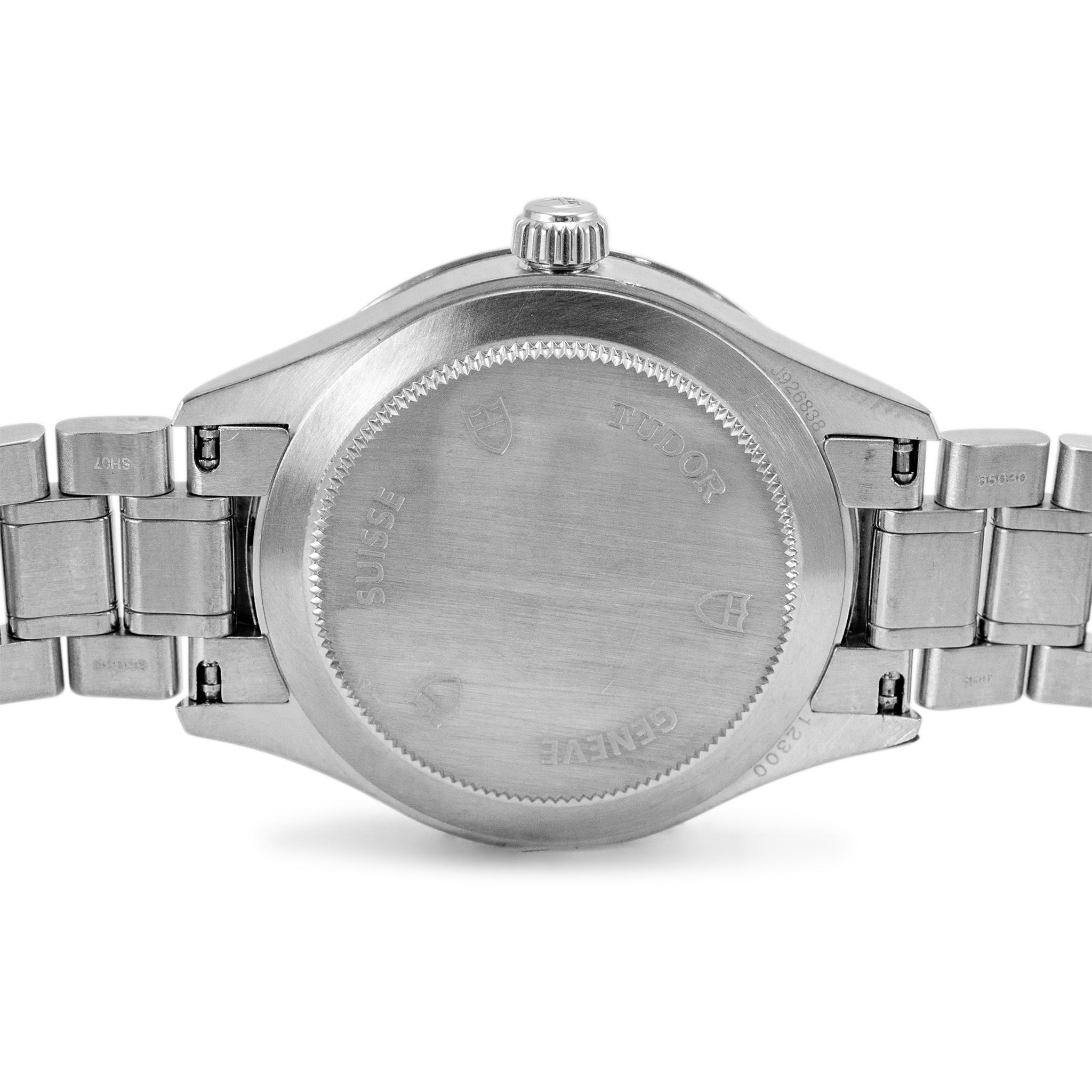 Women's or Men's 2014 Tudor Style Date 34MM 12300 Black Stick Dial Stainless Steel Watch