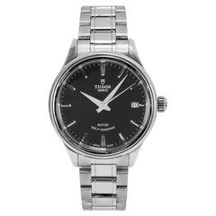 2014 Tudor Style Date 34MM 12300 Black Stick Dial Stainless Steel Watch