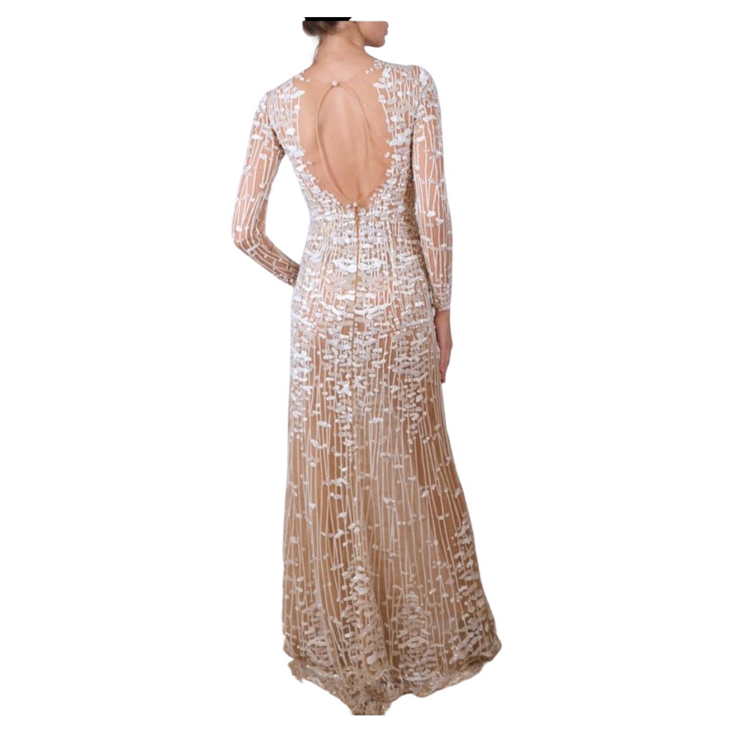 2014 Zuhair Murad Nude Embellished Tulle Evening Gown Look#48 1