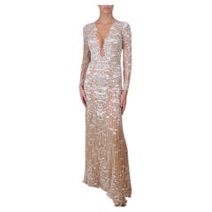 2014 Zuhair Murad Nude Embellished Tulle Evening Gown Look#48