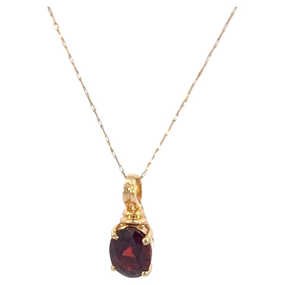 20"14K Yellow Gold apx 99/50 Synthetic Garnet Stone Necklace For Sale