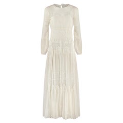 2015 Alberta Ferretti Runway White Silk Lace Wedding Dress
