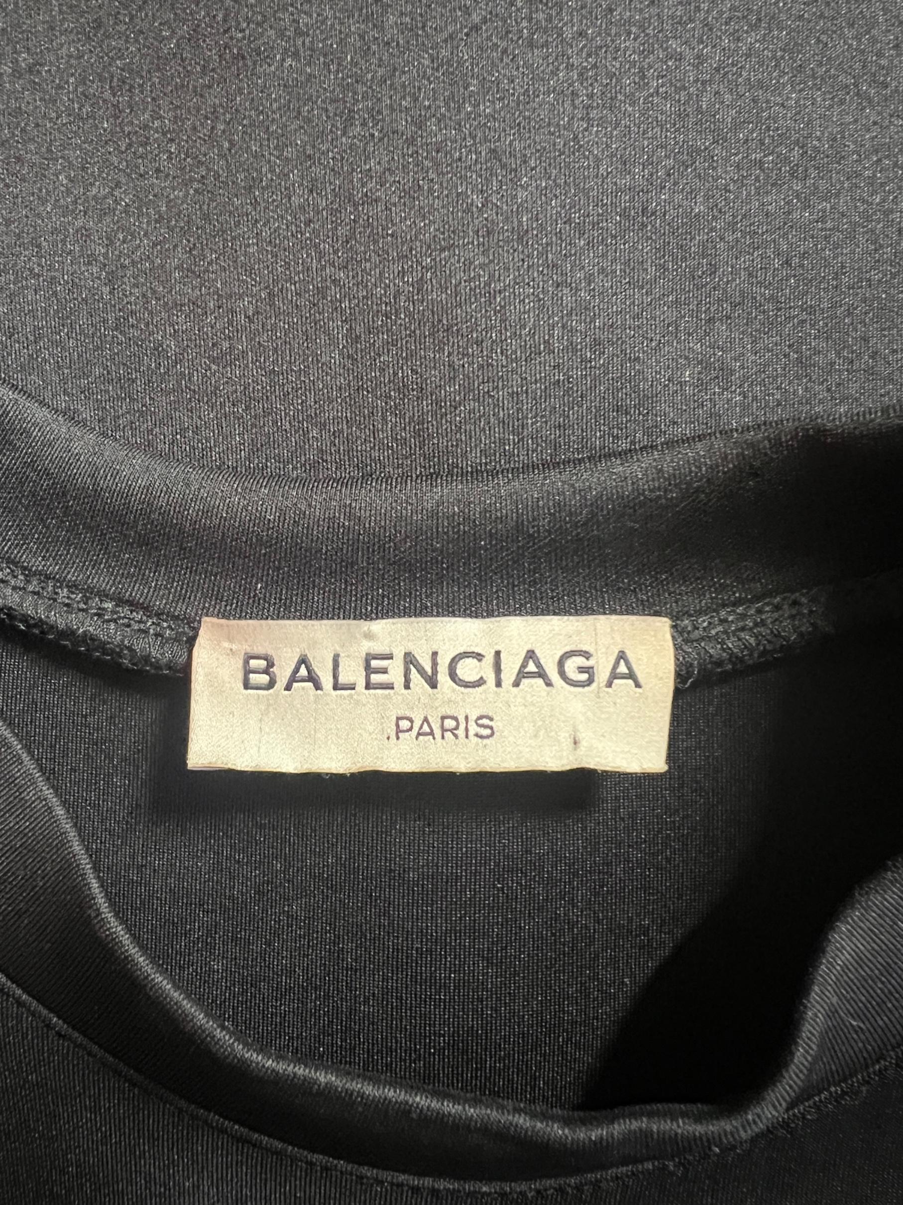 2015 Balenciaga Black Neoprene Sleeveless Dress with Pearlescent Pin For Sale 1