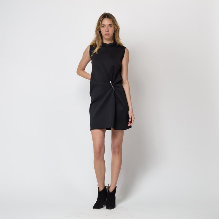 2015 Balenciaga Black Neoprene Sleeveless Dress with Pearlescent Pin For Sale at 1stDibs 2015 Balenciaga Black Neoprene Sleeveless Dress with Pearlescent Pin For Sale at 1stDibs