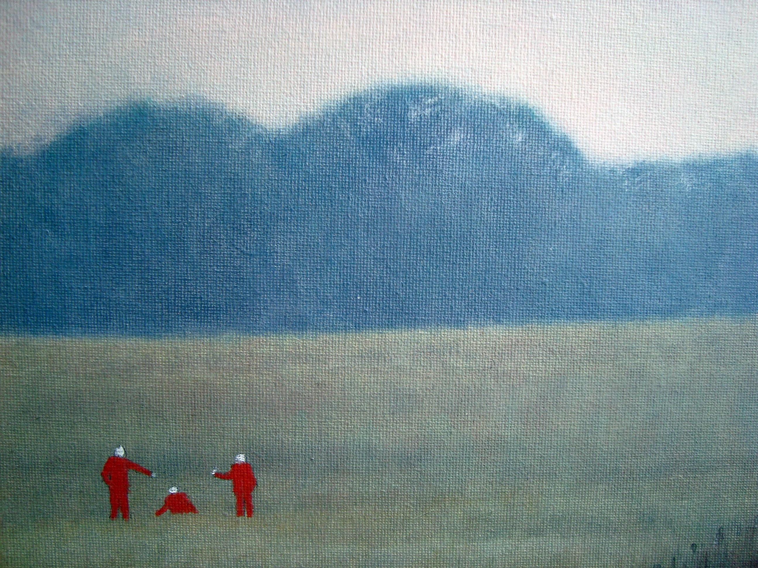 3 people digging in the field... are they finding or hiding something? 

About the artist:

The paintings of Bjarne Dahl are realistic and figurative with inspiration from landscapes, people and buildings. The colours are often subdued, with a