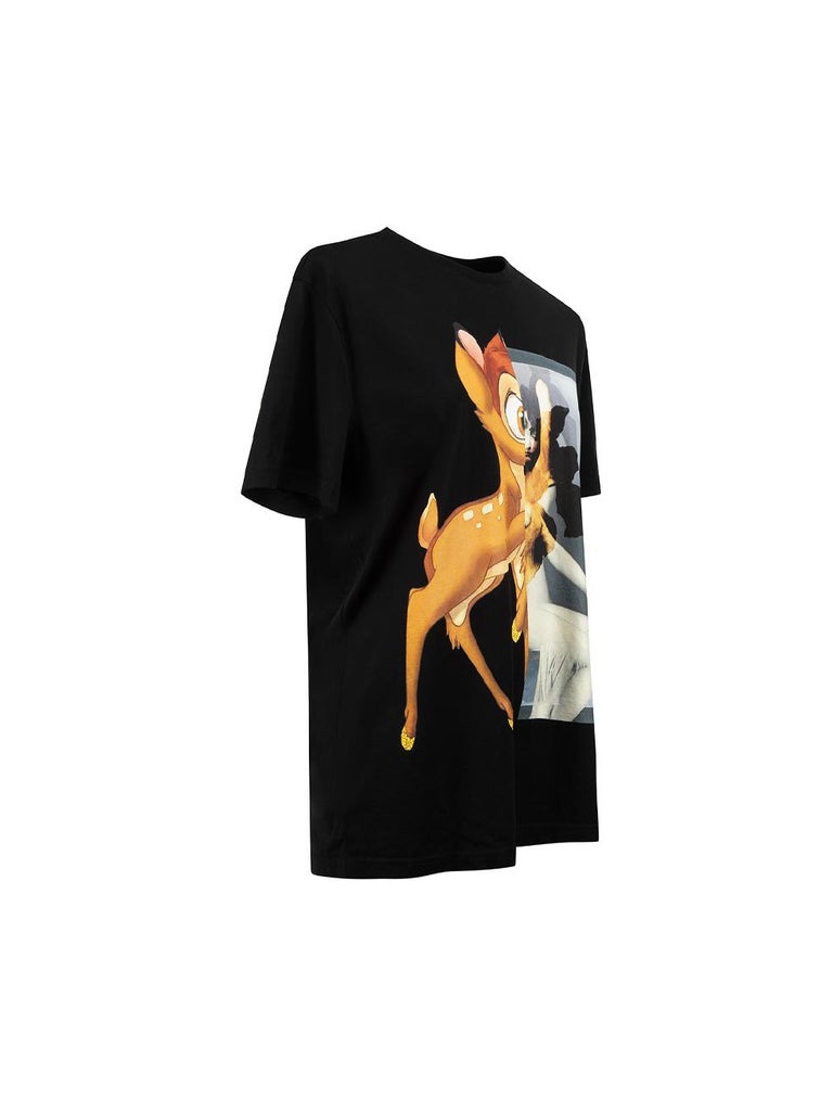 2015 T-Shirt noir en coton imprimé Bambi Taille XS En vente sur 1stDibs