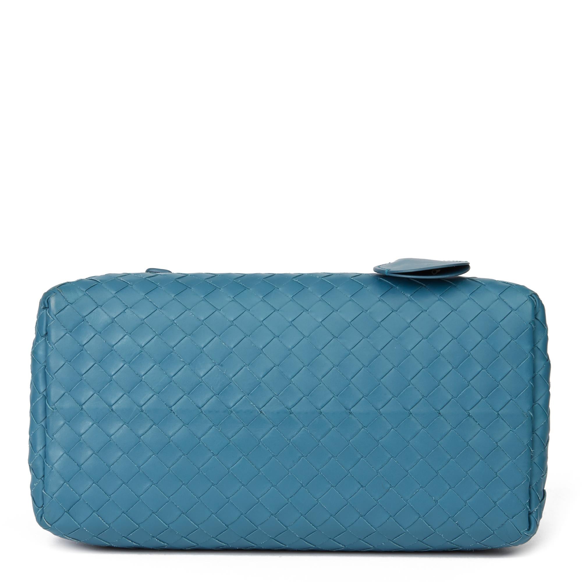 2015 Bottega Veneta Blue Woven Calfskin Leather Mini Roma 1