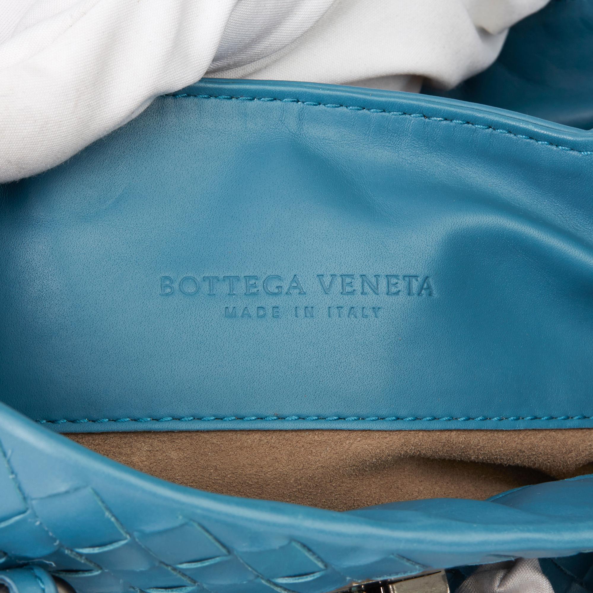 2015 Bottega Veneta Blue Woven Calfskin Leather Mini Roma 4