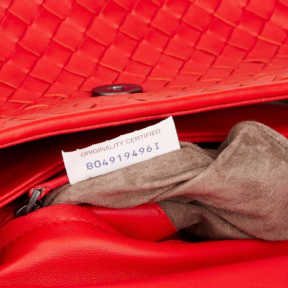 2015 Bottega Veneta Vesuvius Red Woven Calfskin Leather Small Olimpia Bag 2