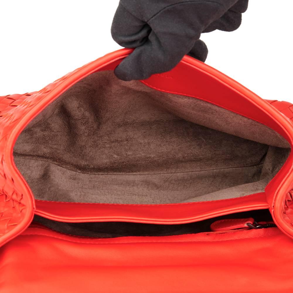 2015 Bottega Veneta Vesuvius Red Woven Calfskin Leather Small Olimpia Bag 3