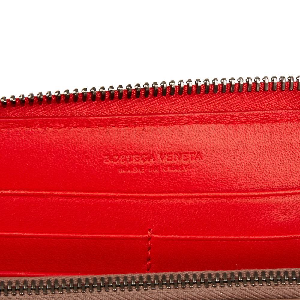 2015 Bottega Veneta Vesuvius Red Woven Calfskin Leather Zip Around Wallet  2