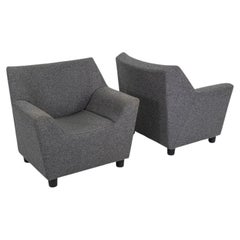 2015 Brian Kane Herman Miller Swoop Club Lounge Chairs, Gray Fabric (Pair)