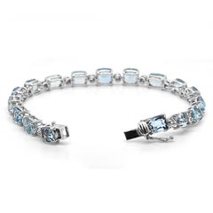 20,15 Karat Aquamarin und weißer Diamant Weißgold-Armband