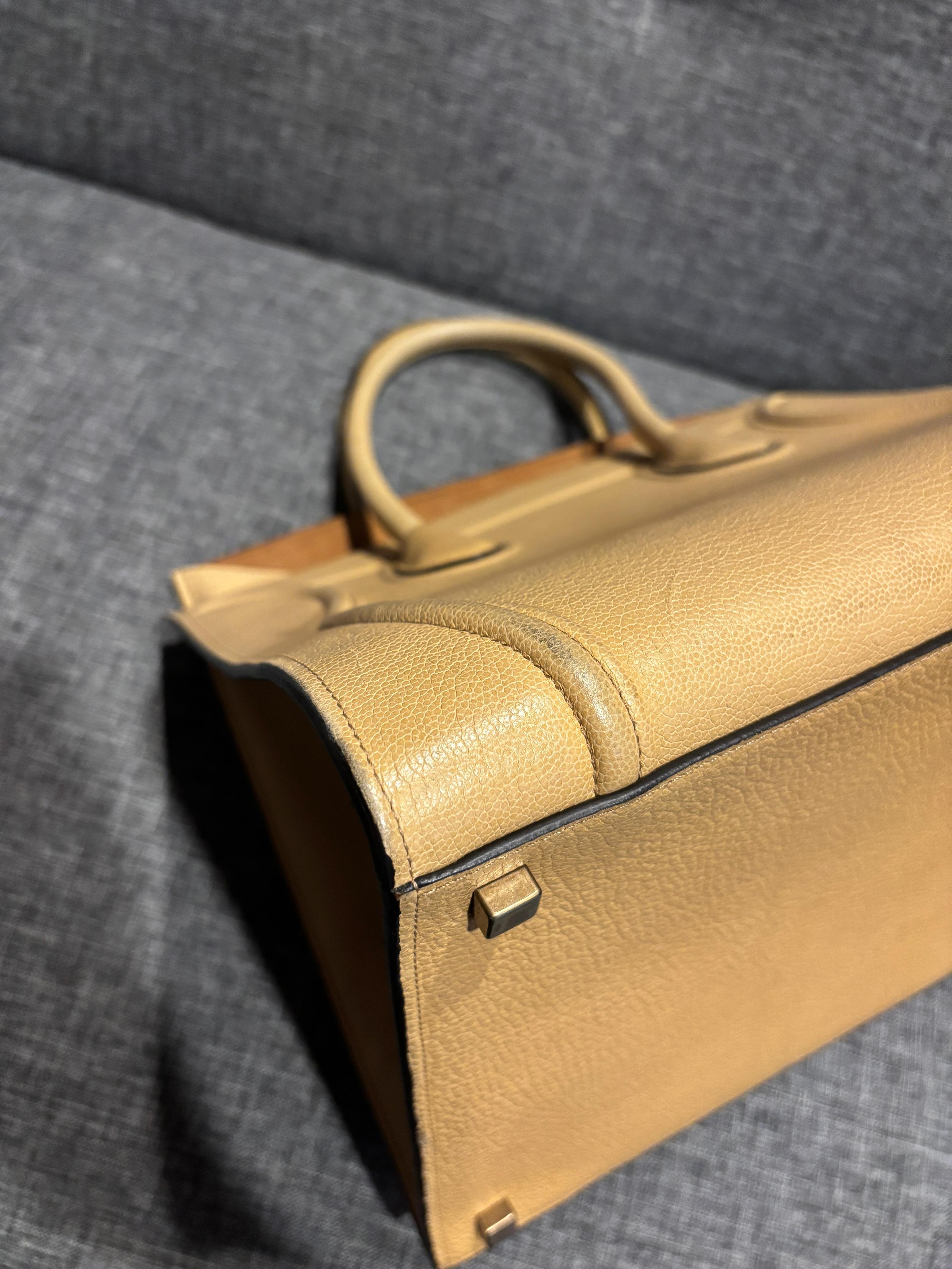 2015 Celine Tote Phantom mediano de piel granulada beige en venta 4