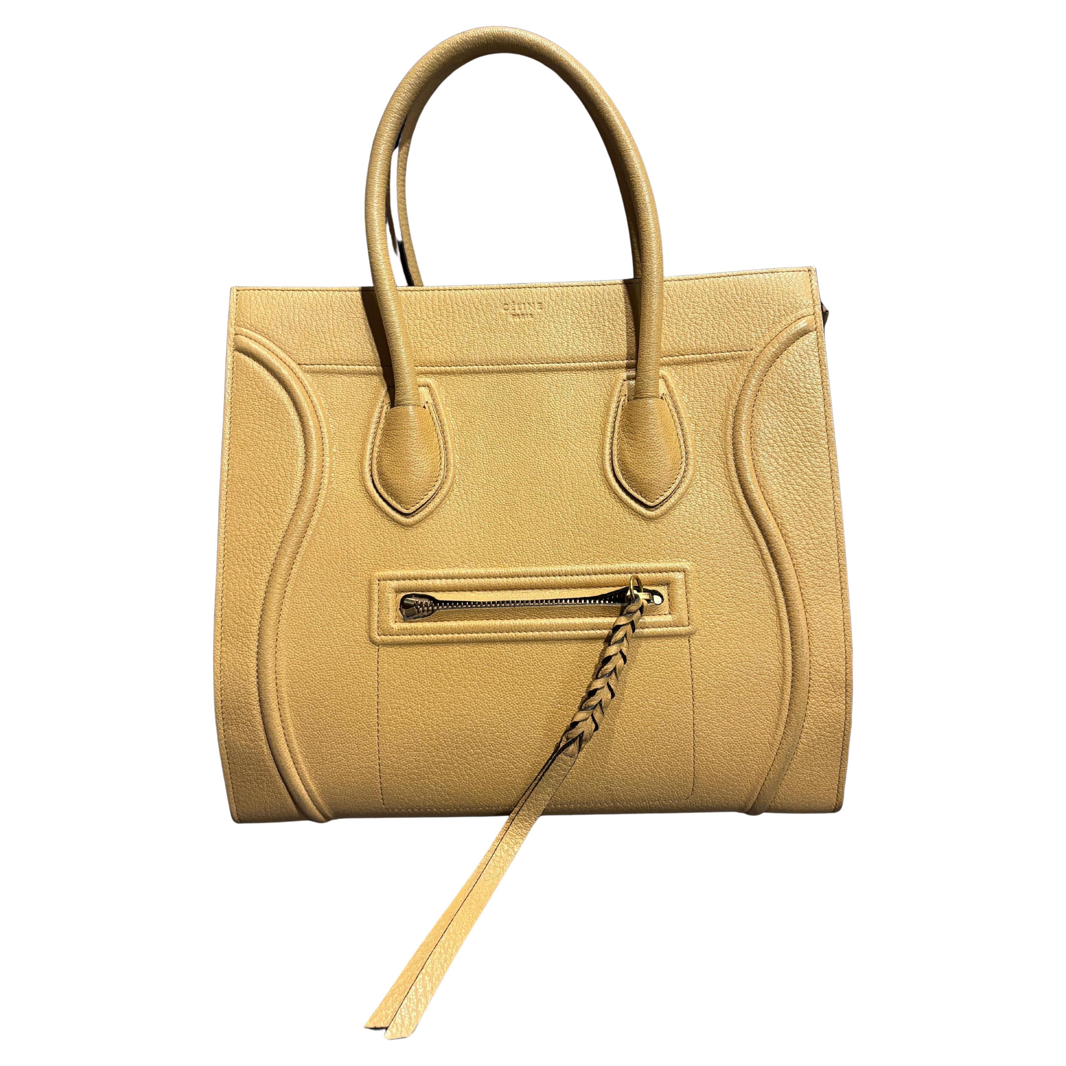 2015 Celine Tote Phantom mediano de piel granulada beige en venta