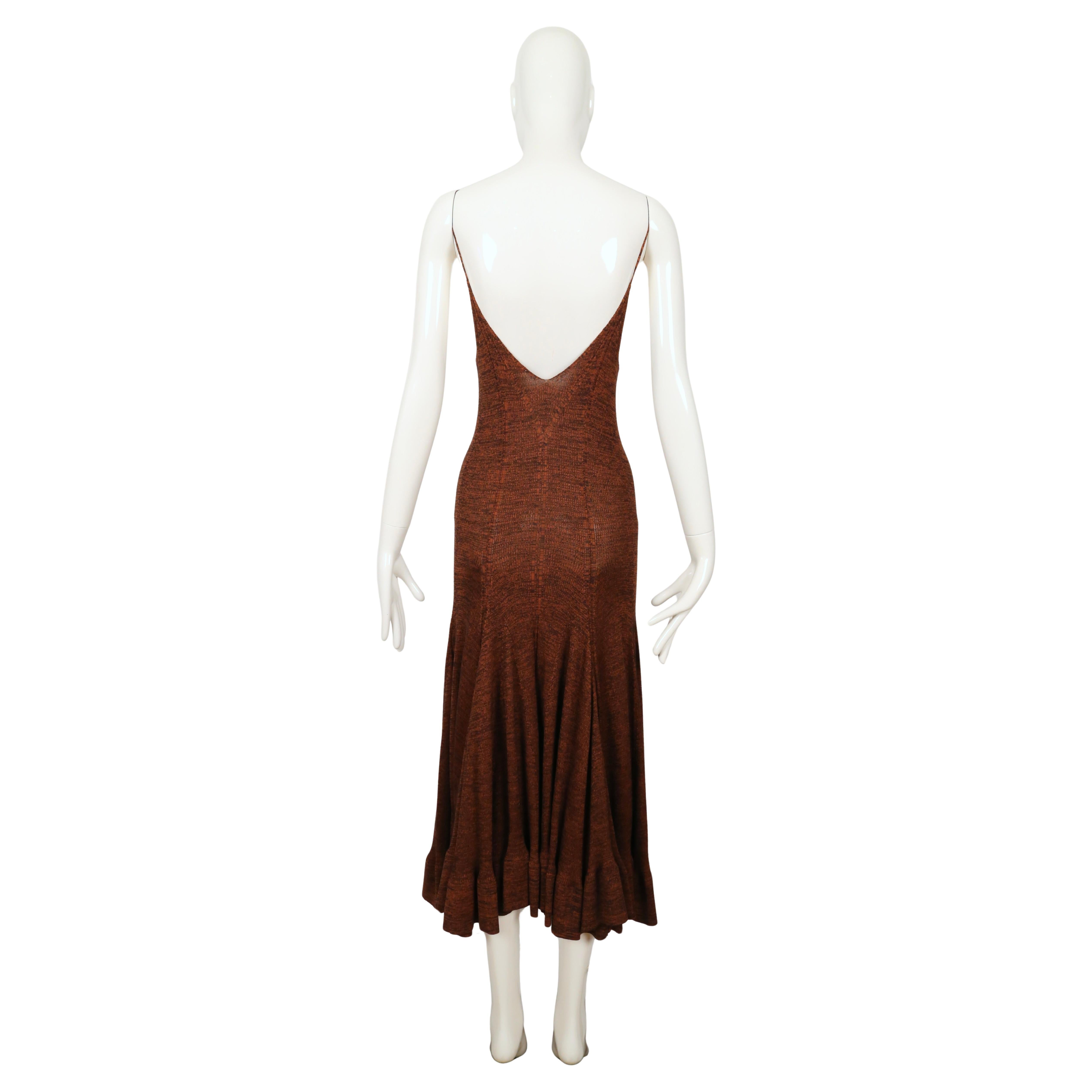 2015 Celine By Phoebe Philo Vestido de punto canela y negro con dobladillo de volantes en venta 5