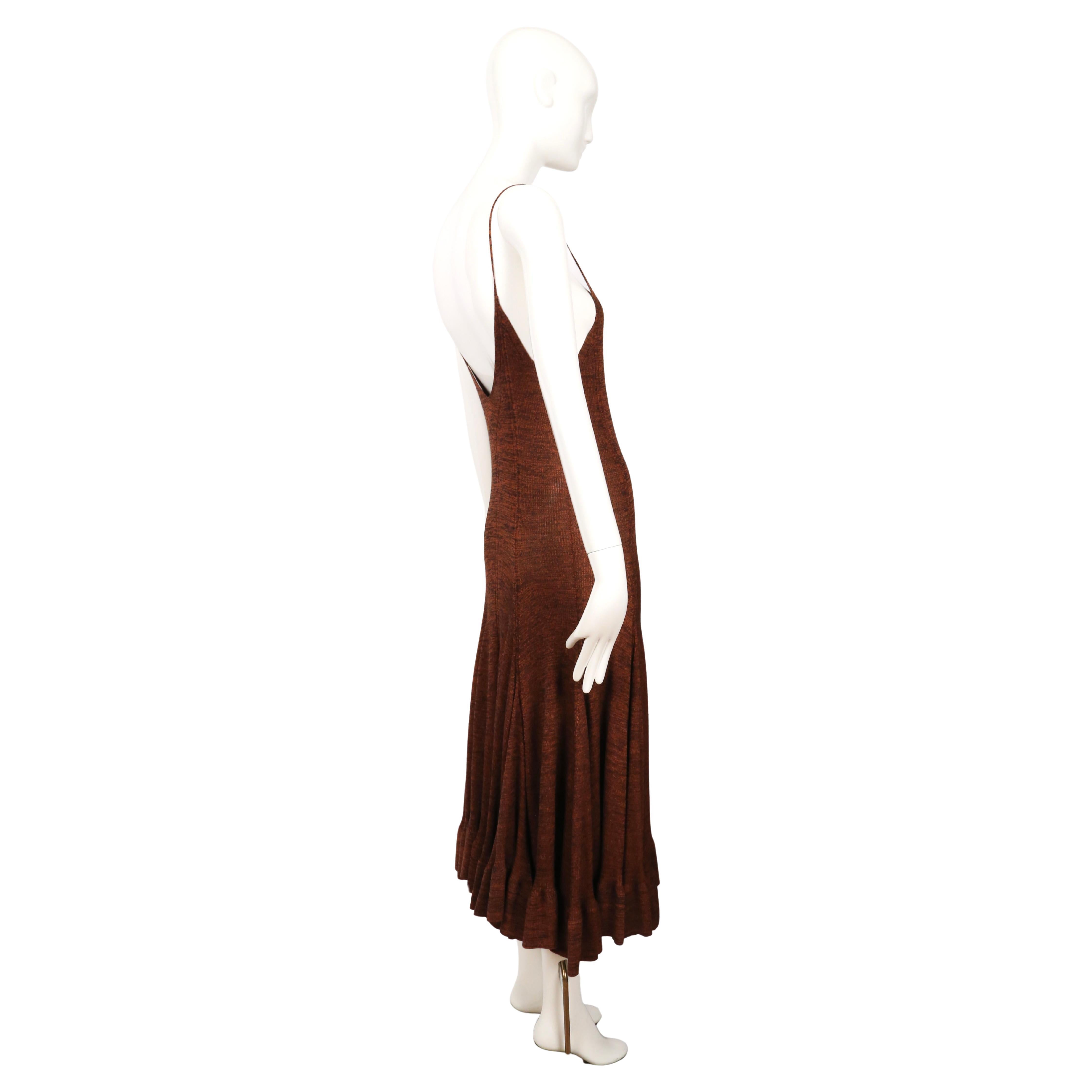 2015 Celine By Phoebe Philo Vestido de punto canela y negro con dobladillo de volantes en venta 4