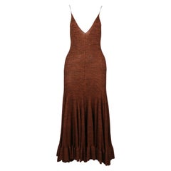 2015 Celine By Phoebe Philo cinnamon and black knit dress with flounced hemline