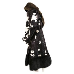 2015 CELINE by PHOEBE PHILO Cornely Embroidered runway coat with fur trim