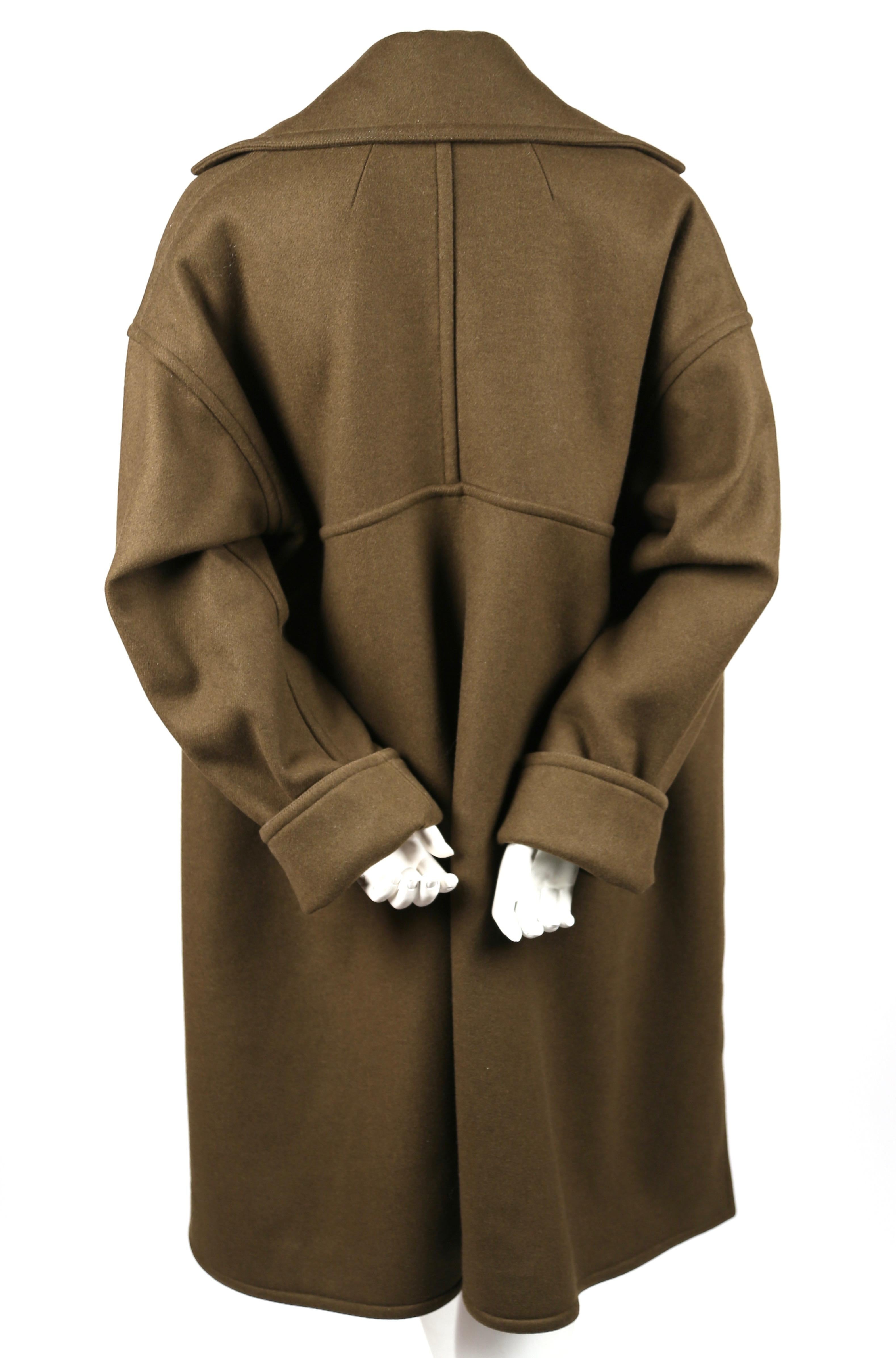 Women's or Men's 2015 CELINE By Phoebe Philo Khaki Wool Coat With Open Closure For Sale