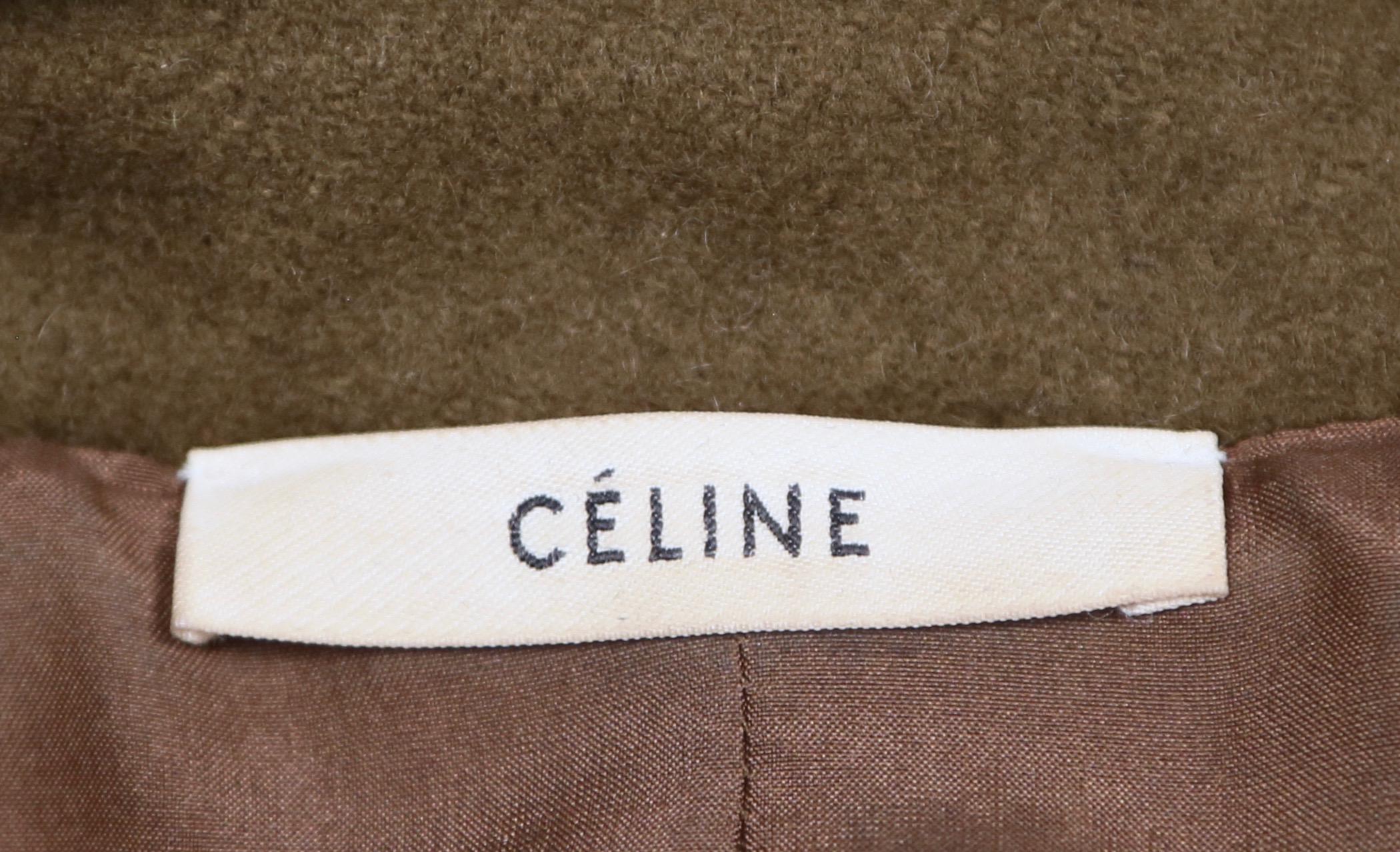 2015 CELINE By Phoebe Philo Khaki Wool Coat With Open Closure For Sale 1