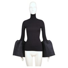2015 CELINE by PHOEBE PHILO navy blue runway turtleneck with bell sleeves