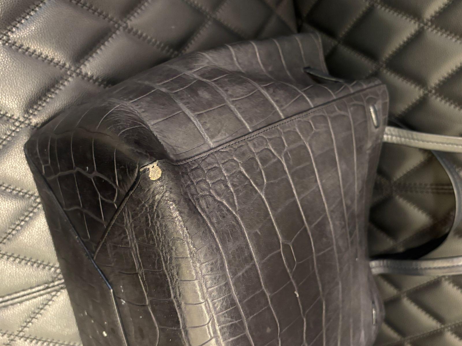 2015 Celine Navy Croc Embossed Phantom Tote Bag For Sale 8