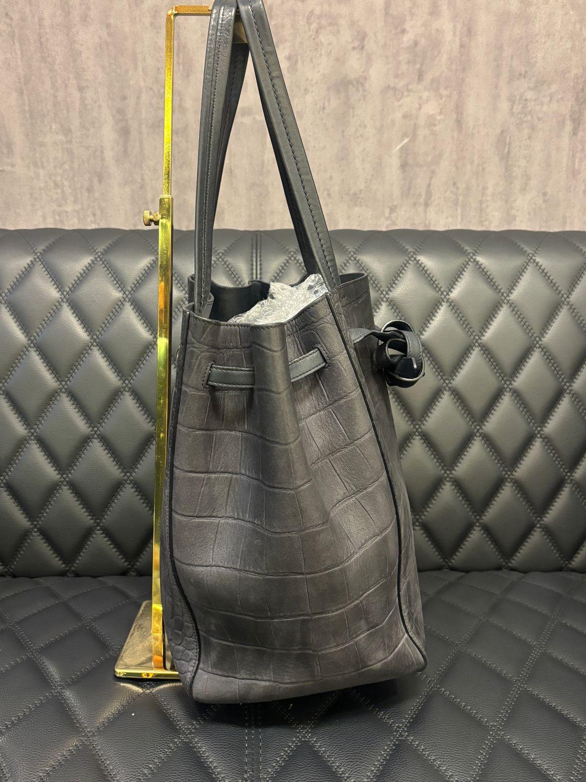 2015 Celine Navy Croc Embossed Phantom Tote Bag For Sale 10
