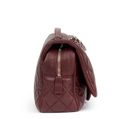 2015 Chanel Aubergine Quilted Calfskin Leather Jumbo Easy Carry Flap Bag