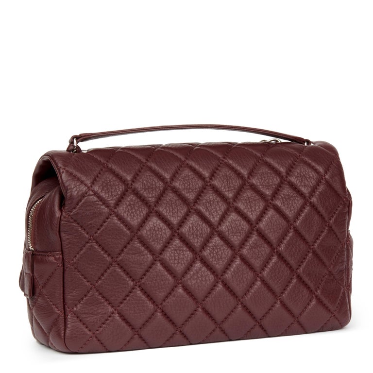 2015 Chanel Aubergine Quilted Calfskin Leather Jumbo Easy Carry