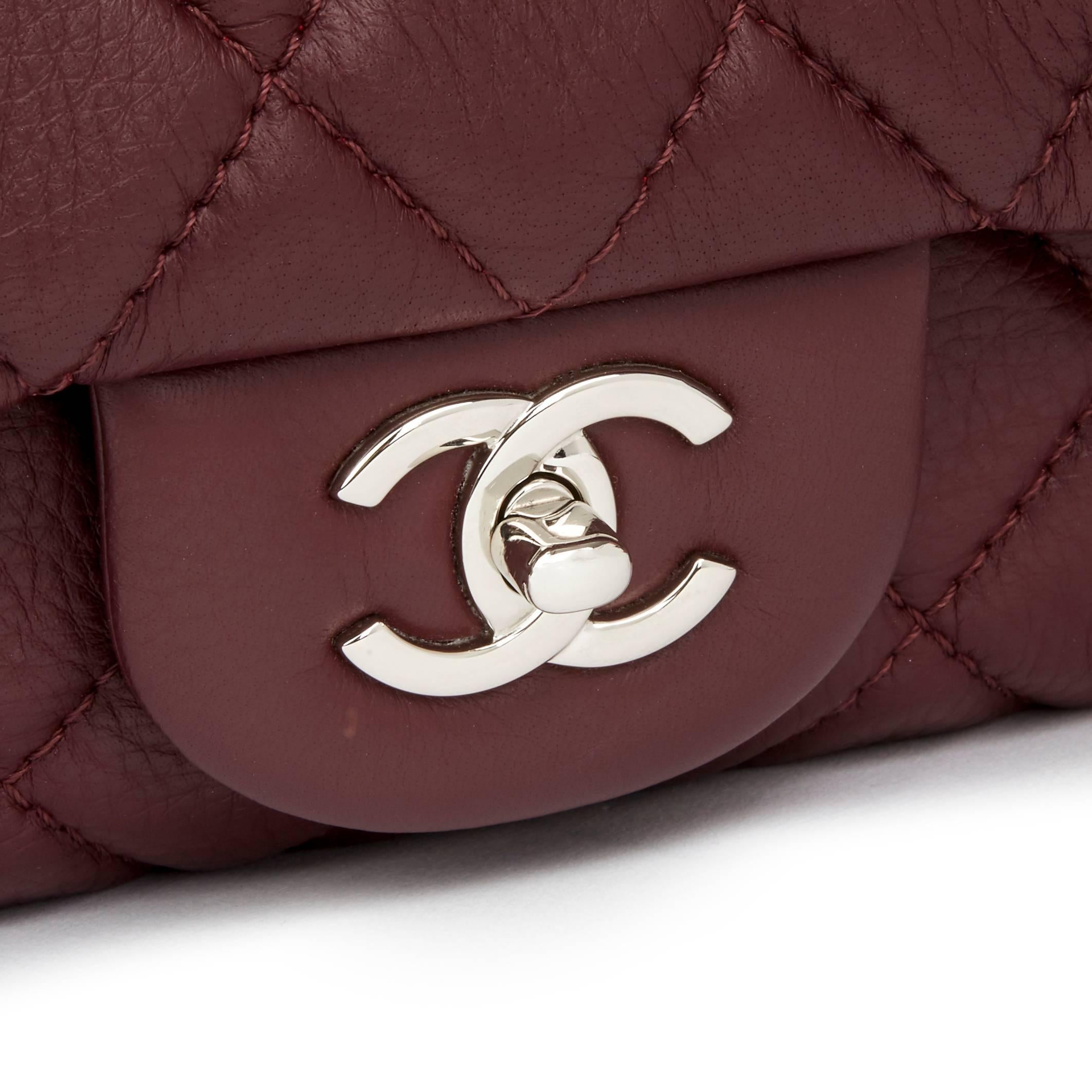 Women's 2015 Chanel Aubergine Quilted Calfskin Leather Jumbo Easy Carry Flap Bag