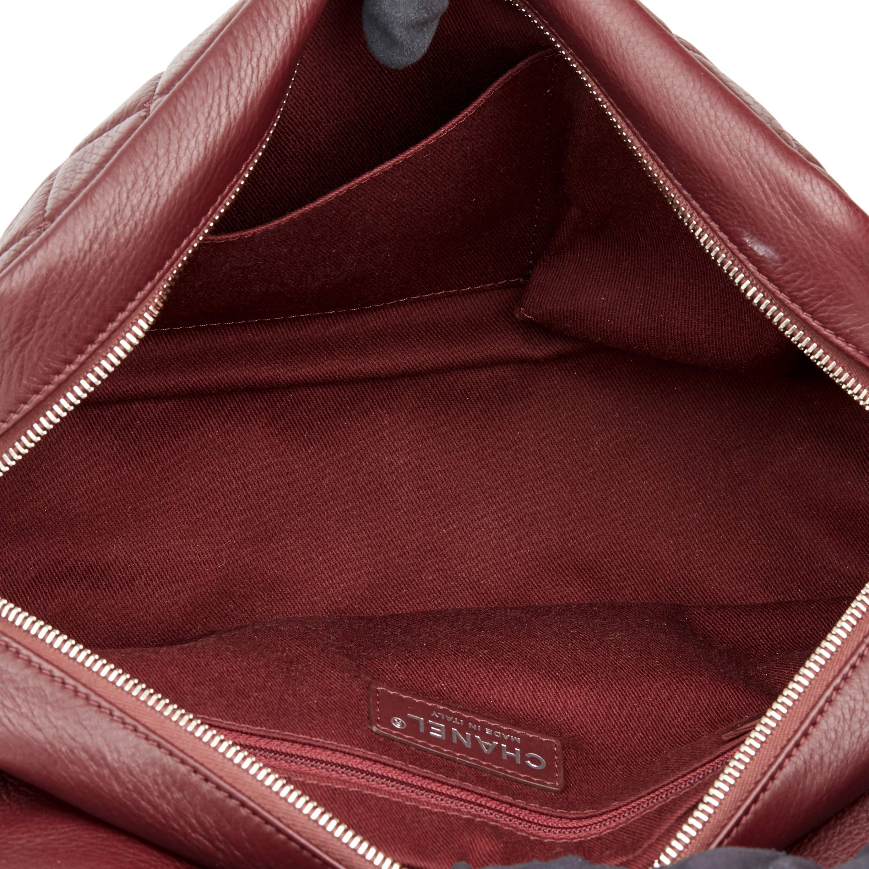2015 Chanel Aubergine Quilted Calfskin Leather Jumbo Easy Carry Flap Bag 3