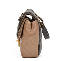 2015 Chanel Black, Brown & Taupe Lambskin Tri-Colour Double Flap Bag