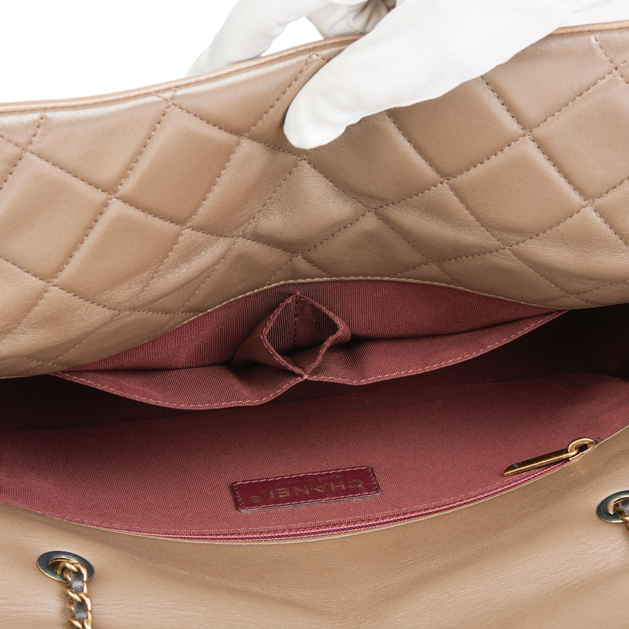 2015 Chanel Black, Brown & Taupe Lambskin Tri-Colour Double Flap Bag 2