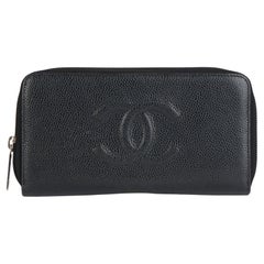 2015 Chanel Black Caviar Leather Timeless Long Wallet
