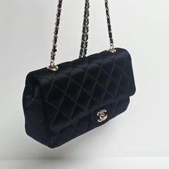 2015 Chanel Black Mini Satin Crossbody Flap Bag