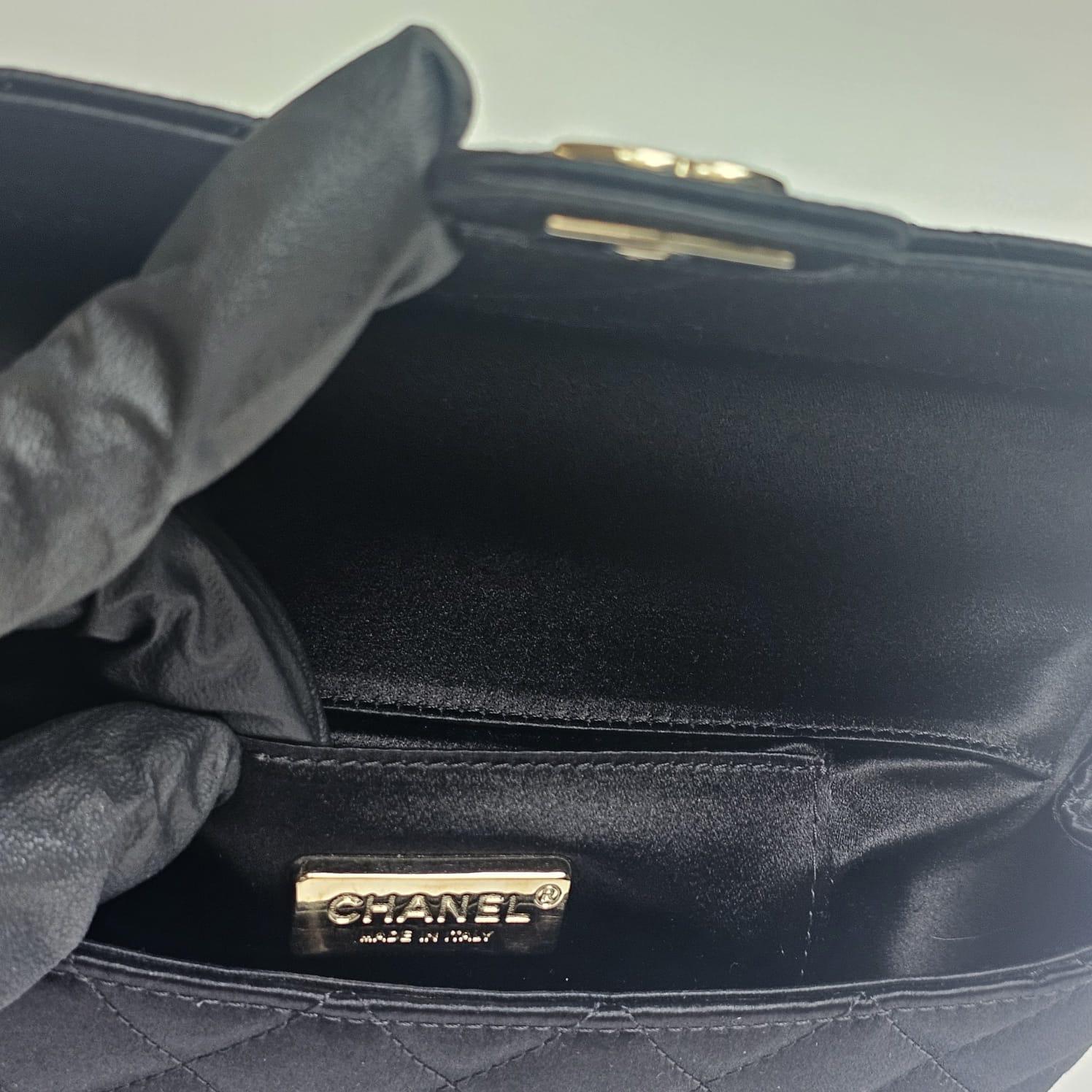 Women's or Men's 2015 Chanel Black Mini Satin Crossbody Flap Bag For Sale