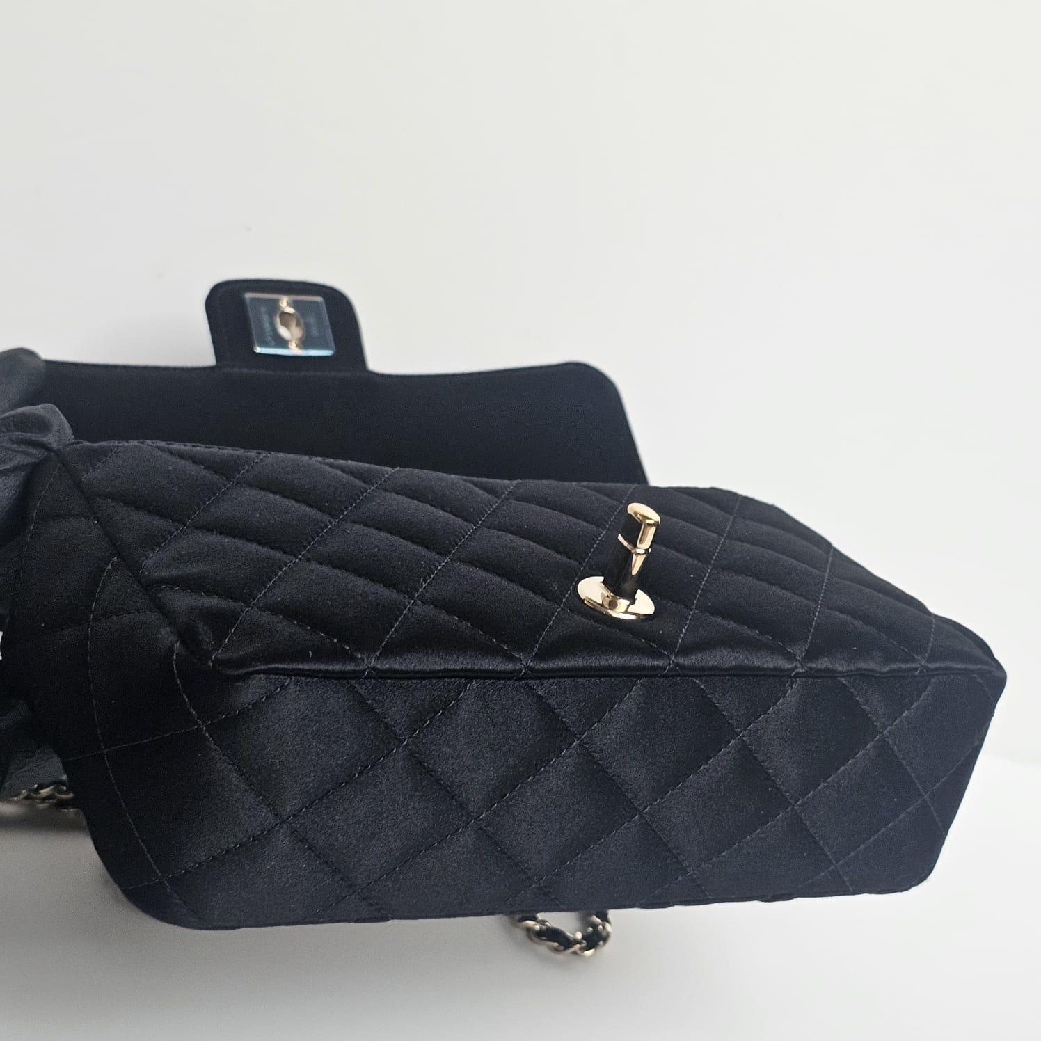 2015 Chanel Black Mini Satin Crossbody Flap Bag For Sale 2