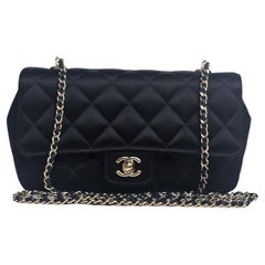 2015 Chanel Black Mini Satin Crossbody Flap Bag