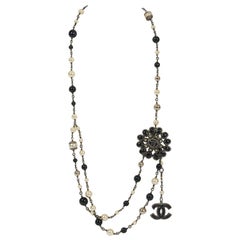 2015 Chanel Black Pearl Double Necklace Belt