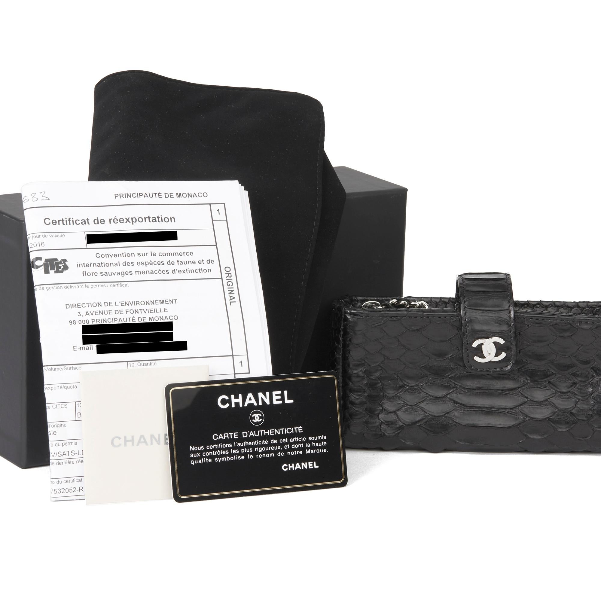 2015 Chanel Black Python Leather Pouch-on-Chain POC 7